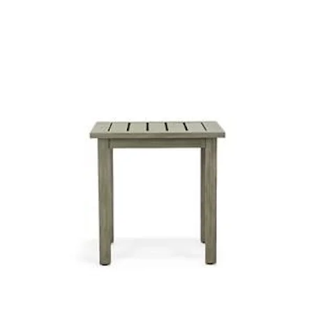 Square Slatted Top Aluminum Side Table
